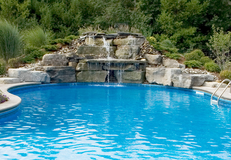 Download this Landscaped Pool With Waterfall picture